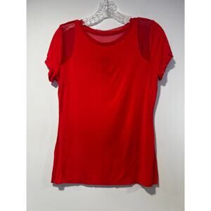 INC Coral Dressy T-shirt Sheer Mesh Panels Business Casual Size Medium